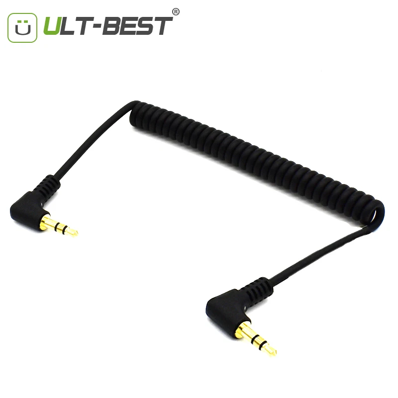 ULT-Best Coiled Audio Cable Jack Right Angle 90 Degree 3.5mm Aux M/ M Cable for Mobile Car Line MP4 Player 3.5 mm AUX Cord 1m ULT-Best Coiled Audio Cable Jack Right Angle 90 Degree 3.5mm Aux M/ M Cable for Mobile Car Line MP4 Player 3.5 mm AUX Cord 1m
