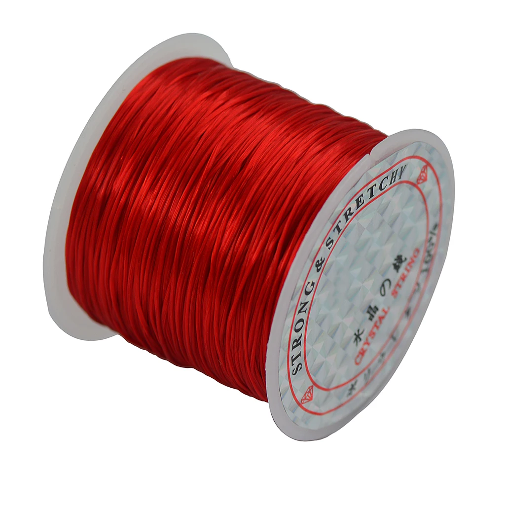 50 Yards Stretch Polyester Crystal String Cord Roll Jewelry Making DIY Red