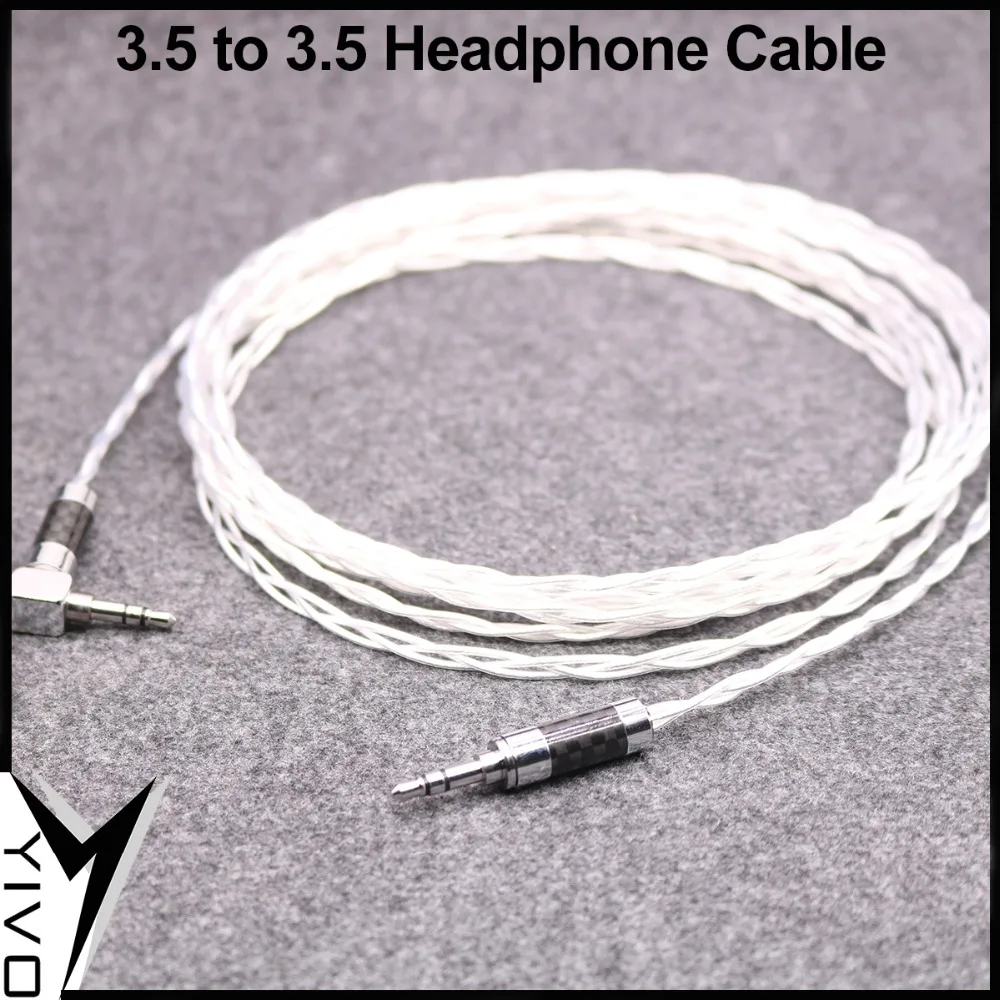 DIY HIFI 7N PCOCC Plating Silver Mixed conductor 90 Degrees 3 5 to 3 5 Headphone Connector Audio Earphone Cable