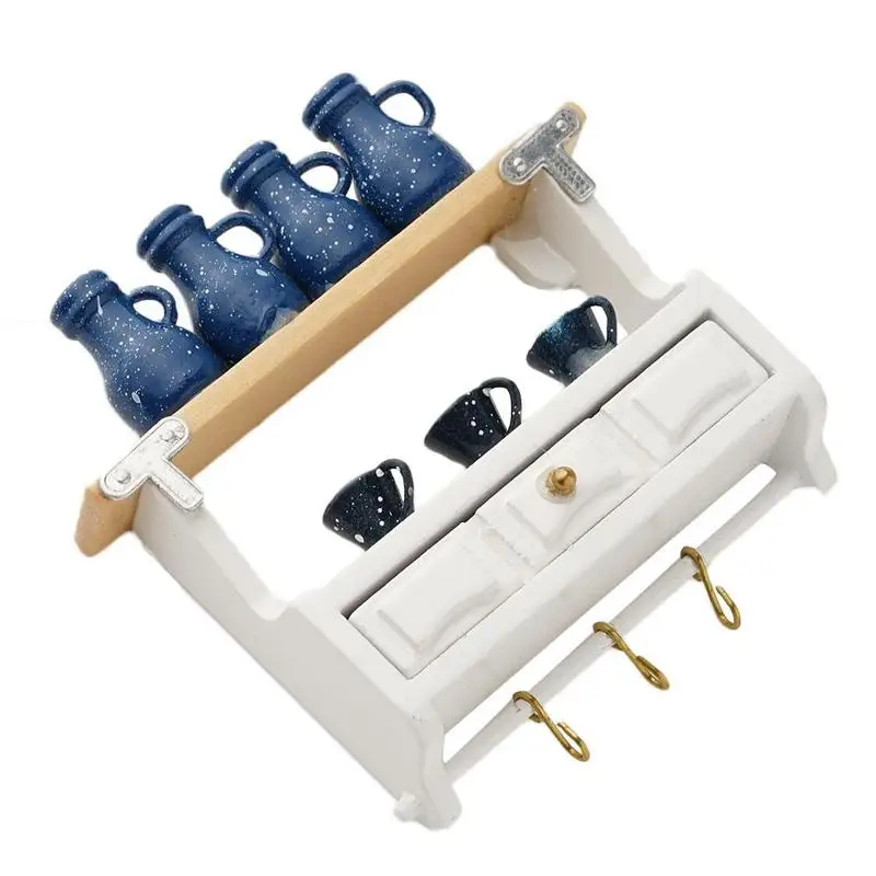 Dollhouse Accessories Mini Wall Mounted Rack Drawer Miniatures 1:12 Toy Diy Doll House Miniature Furniture Kit