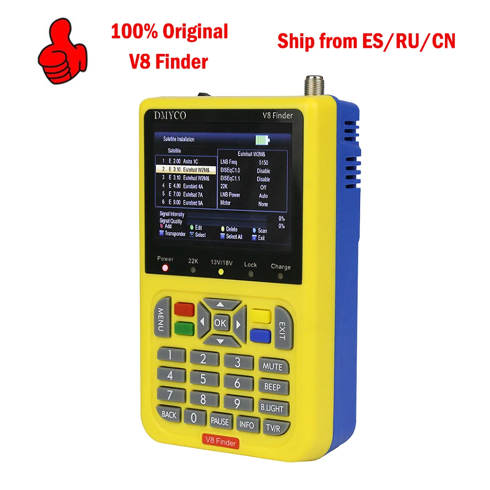 

100% Hot V8 Finder DVB S2&DVB-S Satellite Signal Finder 3.5 inch LCD digital 1080P HD MPEG-2 MPEG-4 FTA Digital Satellite Meter