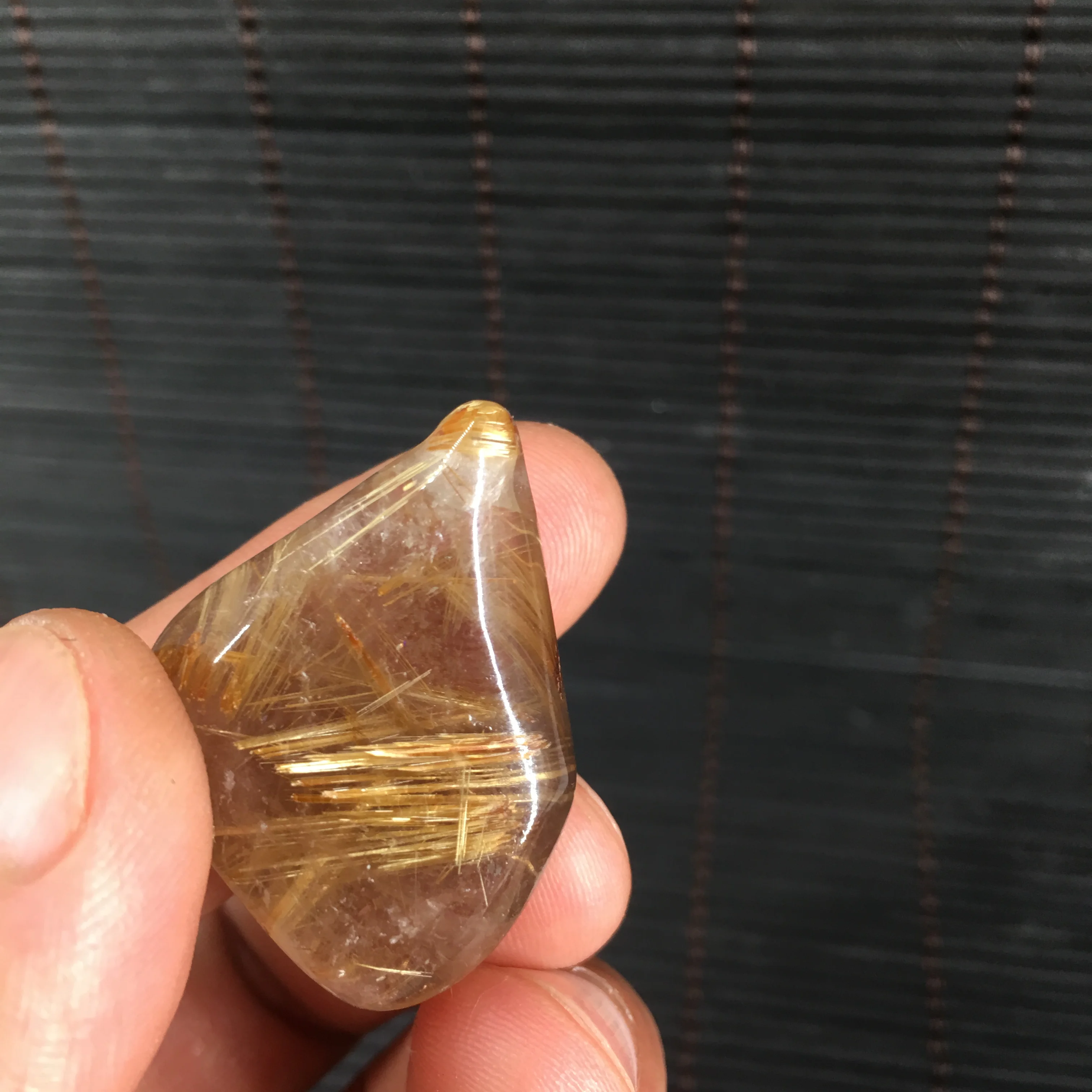 Natural Golden Rutile Quartz Crystal hair Quartz crystal carved pendant T1379