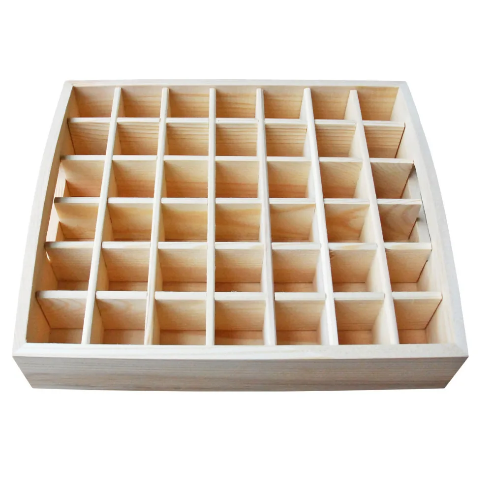 

7 pieces Essential Oil Wooden Tray 42 holes 5ml - 10ml bottles handmade Multifunction partition Natural pine wood without paint