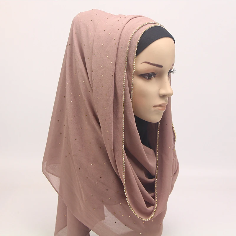 

Summer Glitters Bubble Chiffon Muslim Hijab Scarf Women Head Wrap Islamic Clothing Arab Headwear Plain Scarves Headband Turban