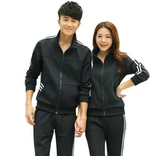 

Couple 2018 Spring Autumn Running Sports Suit Zipper Stripe Baseball Fitness Set Lovers Running Set Jogging Set Gym Sports Wear