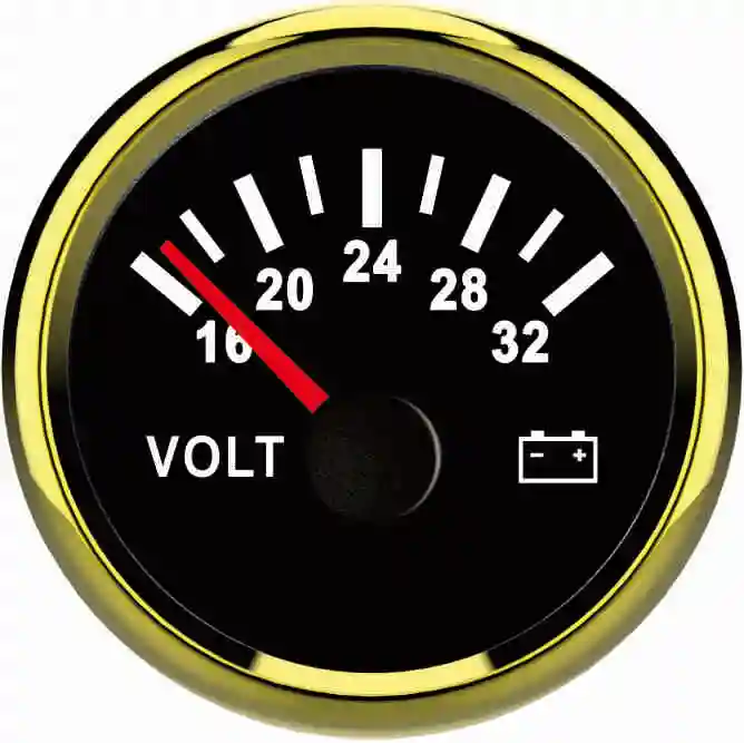 

24V 2" 52mm Car Refit Meter Volt Voltmeter Gauge Golden Bezel White Panel 16~32V Auto Gauge