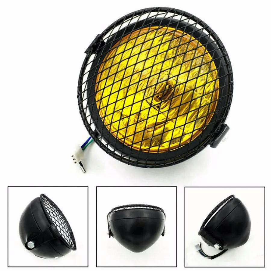 

Vintage Motorcycle Headlight Cafe Racer Head Light Decorative Lights Modified Motorbiker Vintage Head Light With Grill Cover