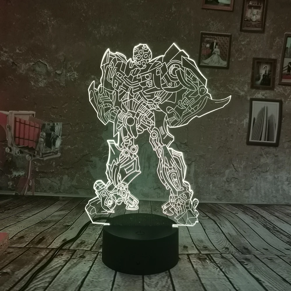 

Dropship Cool Boys bedroom night light toy Transformers 3D night light LED Touch Remote USB Illusion Gradient Birthday Xmas Gift