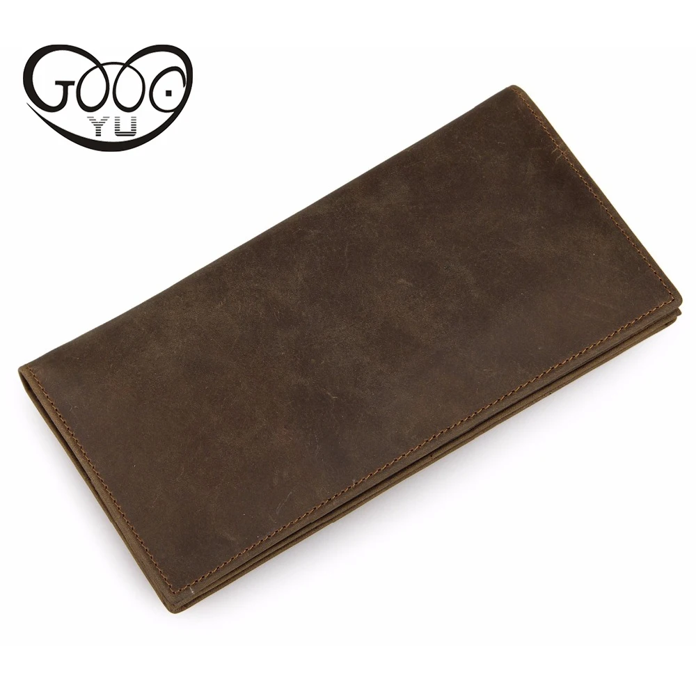 

High quality cow genuine Crazy horse leather men wallets 2017 long style two color fashion male purse genuine leather bag