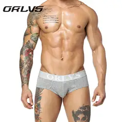 ORLVS Брендовое Мужское нижнее белье шорты хлопок Для мужчин трусы сексуальные мужские плавки трусики 4 цвета трусы мешочек Мужской сплошной