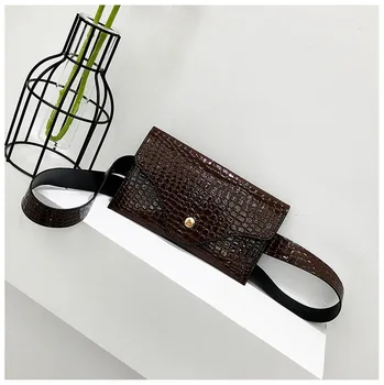 

100pcs/lot Waist Bag Women Belt Bag Waist Packs Bags Leather Small Fashion Stone Crocodile Waterproof