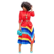 Африканская одежда, разноцветная плиссированная юбка с принтом, женская новая весенняя юбка, праздничные пляжные вечерние юбки в стиле бохо