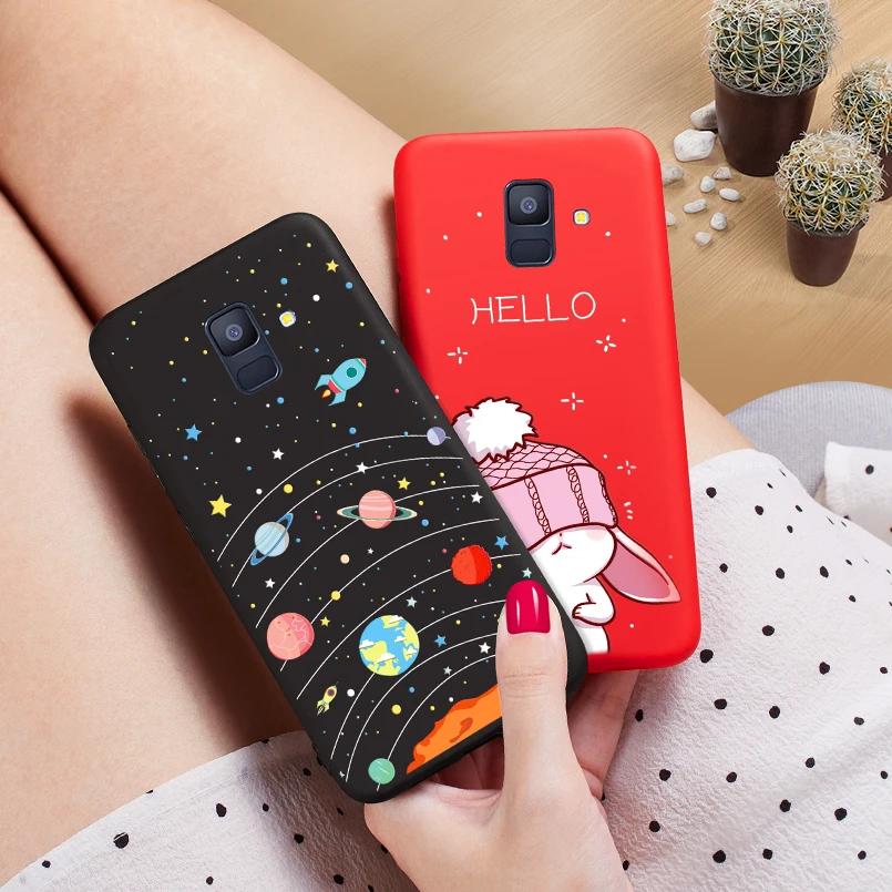 

Cute Case For Samsung Galaxy A6 2018 Silicone Phone Case 3D Relief Cover Shockproof Bumpers For Galaxy A6 A7 A8 Plus 2018 Fundas
