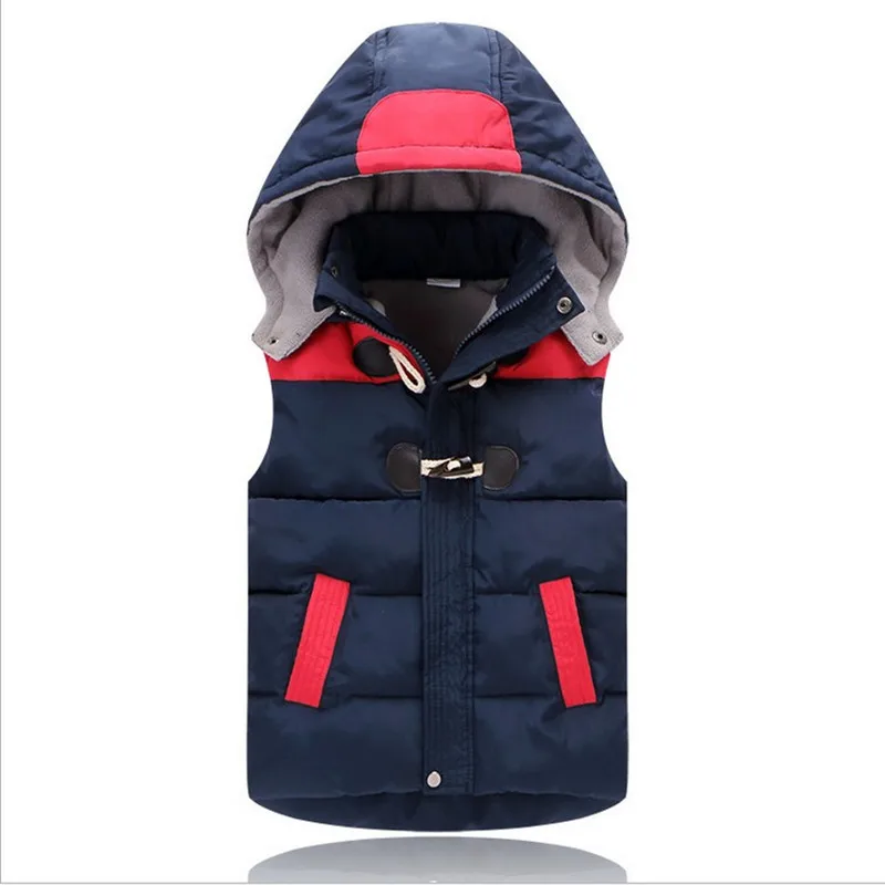 

Winter Kids Waistcoats Children Vest Warm Hooded Coat Infant sleeveless Jacket Cotton Outwears For 2-8Y Kid Boys