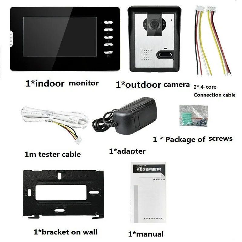 7 inch TFT LCD Touch Video Door Phone Intercom Doorbell Outdoor Infared Security Camera Lock Control Monitor Door Bell Door Ring