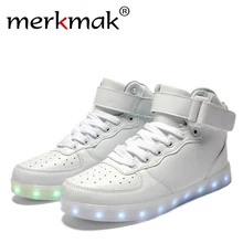 New 2016 Big Size 35-46 USB LED Light Shoes Men Male 7 Colors Glowing Fashion Led Shoes Flats High-top Adults Lumineuse Shoes