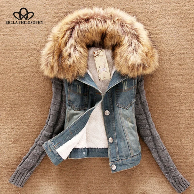 Wonder 2019 new Women Spring  Denim Jacket faux fur Coat Casual Clothing Overcoat Tops Female Jeans Coat S-5XL