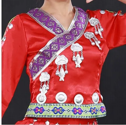 Женская одежда Hmong Miao старинное традиционное китайское народное танцевальное
