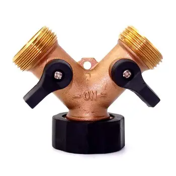 

SHGO-2 Way Y Shape Pipe Connector, ID 19MM Complete Copper Valve Garden Hose Splitter Faucet Connector Adapter