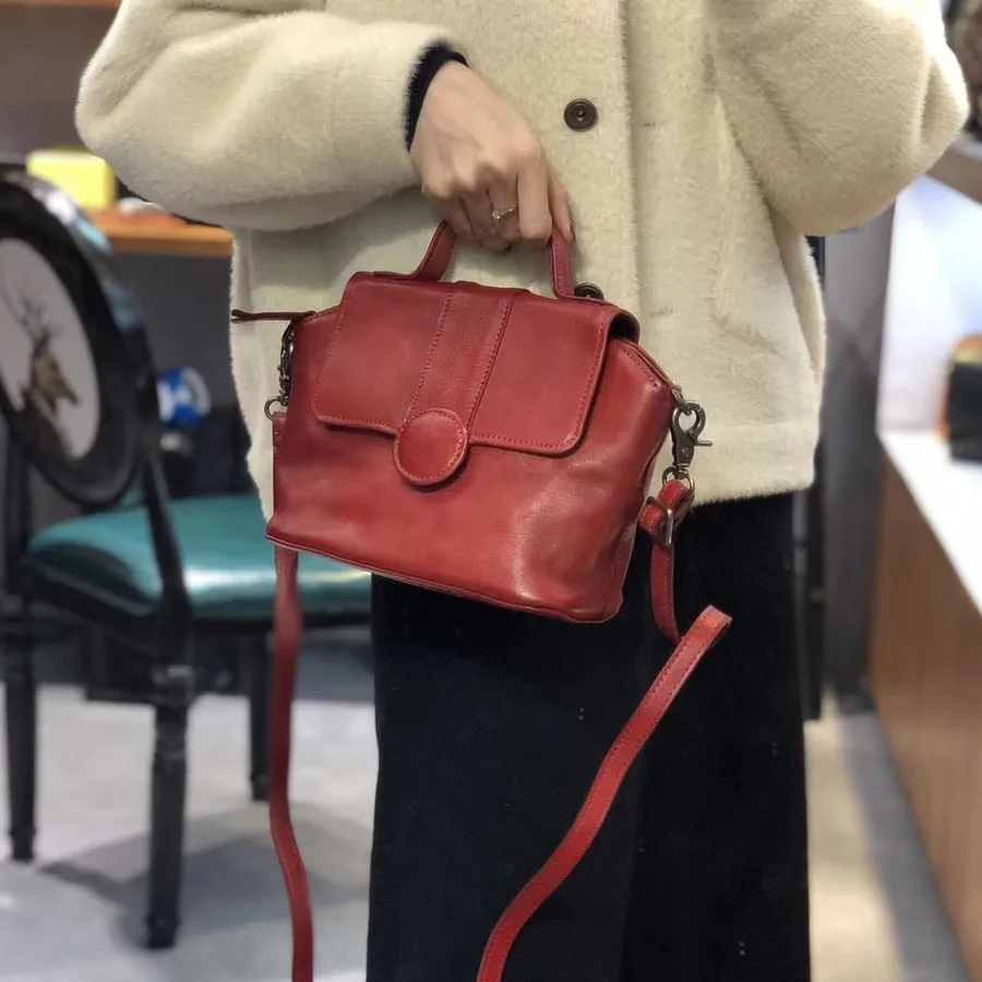 

2019 new women genuine leather Messenger Fashion shoulder bag real leather crossbody bag Natural leather Flap bag Small Tote