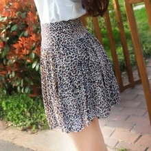 FORERUN Летняя мини-юбка с высокой талией плиссированные женские юбки с леопардовым принтом