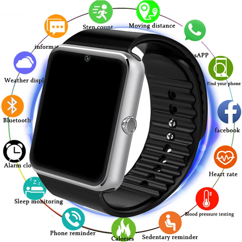 

Bluetooth Smart Watch Men With Touch Screen Big Battery Support TF Sim Card Camera For IOS iPhone Android Phone PK A1 SmartWatch