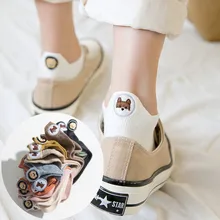 Веселые женские Носки Happy women, милые летние носки ярких цветов с вышитым рисунком собаки из мультфильма