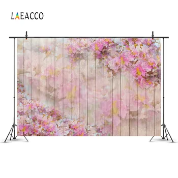 

Laeacco Flowers Pattern Wooden Boards Planks Texture Photography Backgrounds Customized Photographic Backdrops For Photo Studio