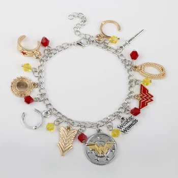

MQCHUN Wholesale FANTASY UNIVERSE Wonder Woman Charm Bracelet W Charm Crown Shield Pentagram A Bracelets&Bangle -25