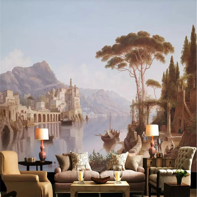 

3D wallpaper landscape oil painting background wall professional production mural home decoration wall covering