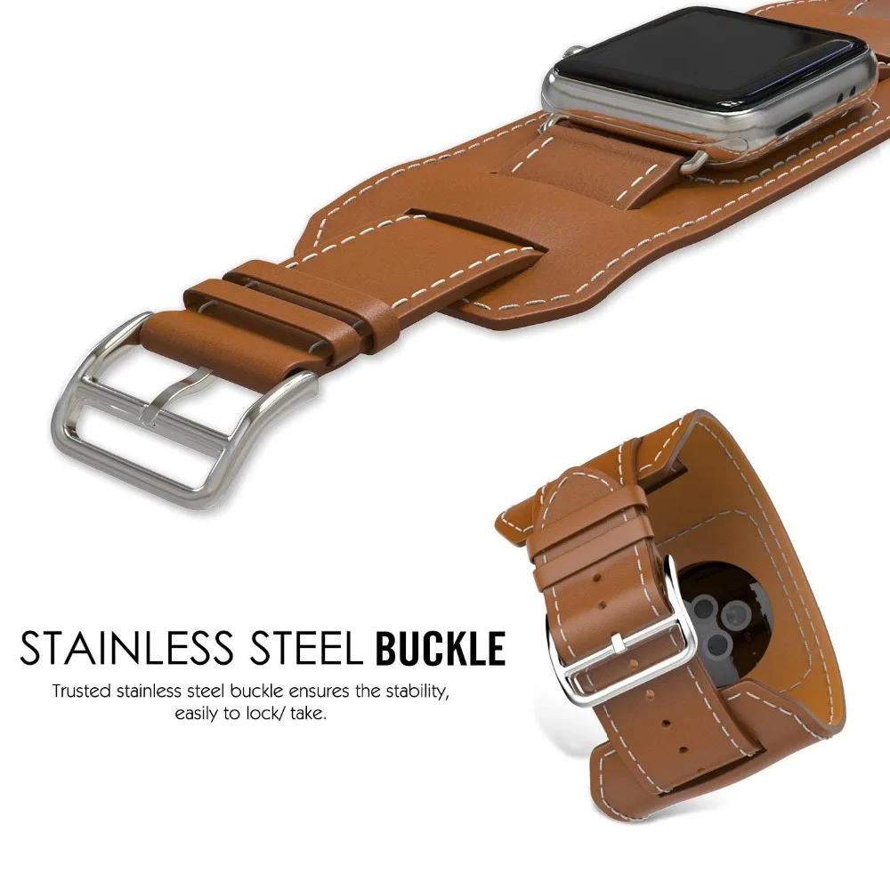 Ремешок из натуральной кожи для Apple Watch band 4 44/40 мм сменный Браслет манжета iWatch series 3