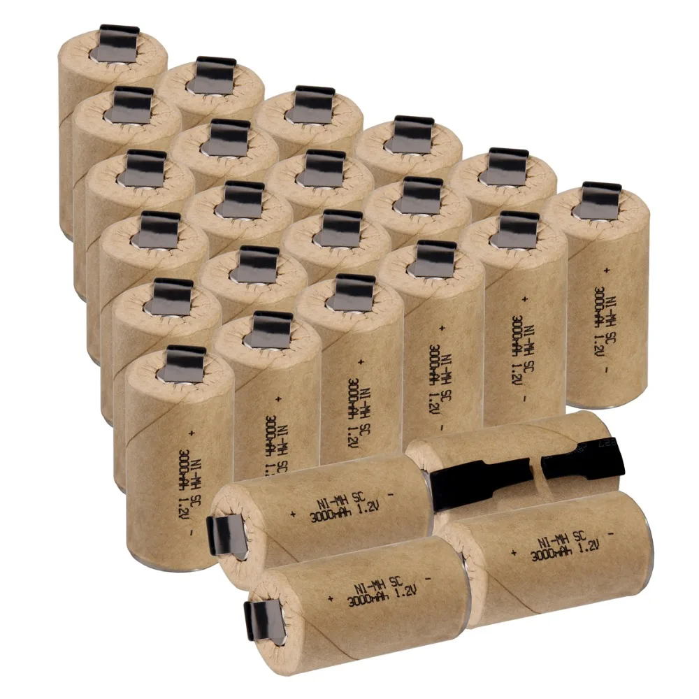 

25 pcs SC 3000mah 1.2v battery NIMH rechargeable batteries for electric screwdriver electric drill 4.25cm*2.2cm for power tools