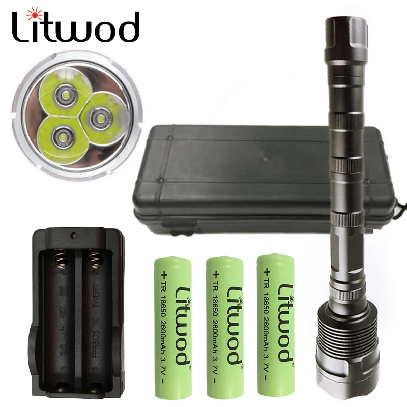 

Z30 Super Bright LED Flashlight Torch 3pcs XML T6 3000Lumen 5 Modes switch power by 3x 18650 battery led light Camping box