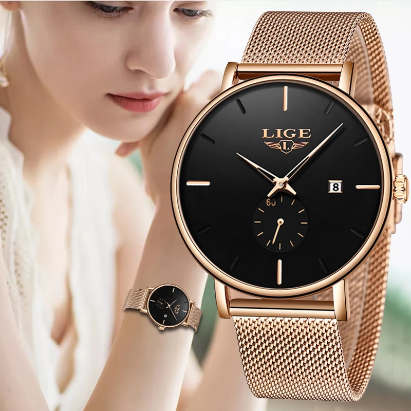 LIGE New Luxury Women Metal Mesh Watch Simplicity Classic Wrist Fashion Casual Quartz High Quality Women's Watches Montre Femme LIGE New Luxury Women Metal Mesh Watch Simplicity Classic Wrist Fashion Casual Quartz High Quality Women's Watches Montre Femme