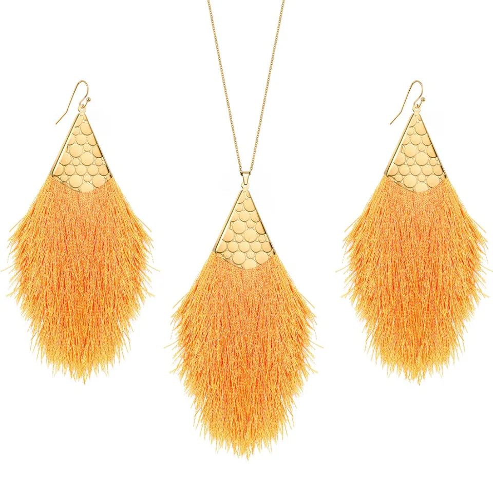 Leather Tassel Necklace and Earring Set Fashion African Jewelry Sets for Women