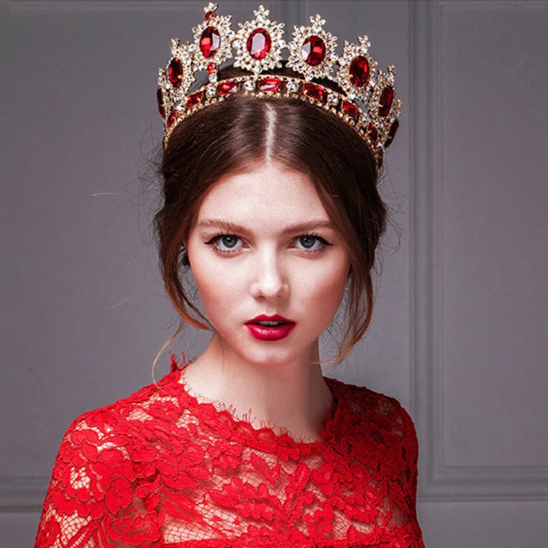himstory luxuoso exagerado grande redondo tiaras coroa strass casamento nupcial tiara rainha cabeça da coroa de cristal jóias cor
