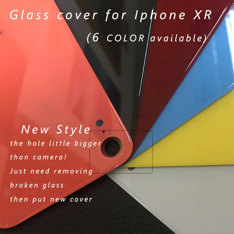 

Back Cover Glass Rear Housing replacement For iPhone XR Rear Door Body Assemble Housing Parts with with big hole and 3M adhesive