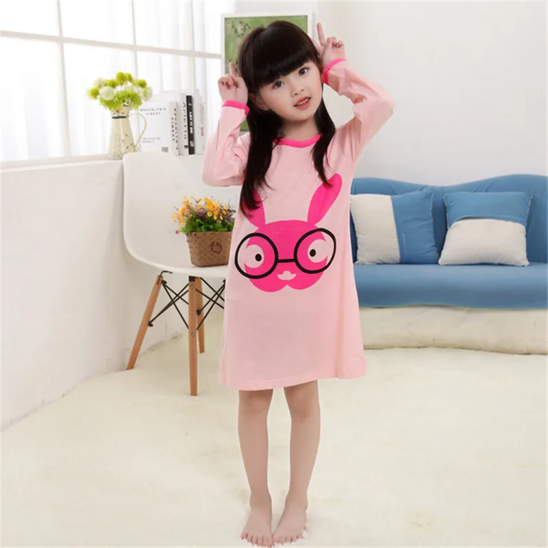 Girls Nightgown Cotton Cute Kids Sleeping Dress Toddler Full sleeve