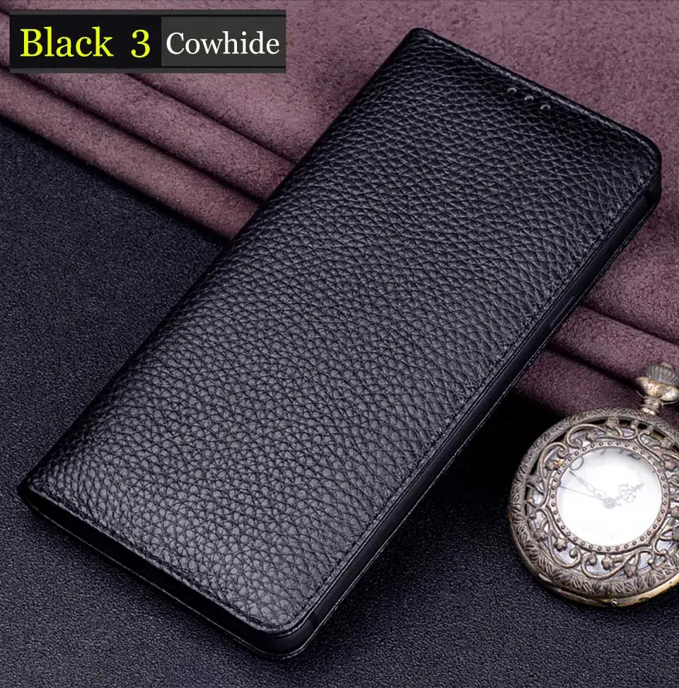 RYKKZ Genuine Leather Case For OUKITEL C17 Pro Ultra Thin Flip Cover Handmake Leather Cases For OUKITEL C17 Pro - Цвет: Black 3