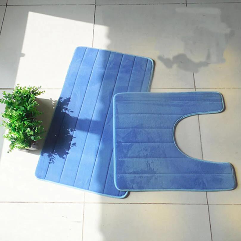 2 шт./компл. Противоскользящий 3D каменный коврик для ванной туалета Мягкий моющийся ванный коврик напольный унитаз комплект одежды для отеля Lavtory серые ковры - Цвет: blue stripe
