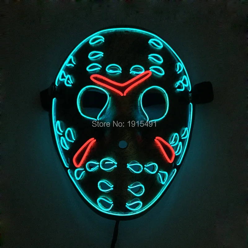 3D Freddy vs Jason Movie Theme Led Neon Mask Action Figure EL Light Luminous Cosplay Killer Mask Halloween Holiday Lighting