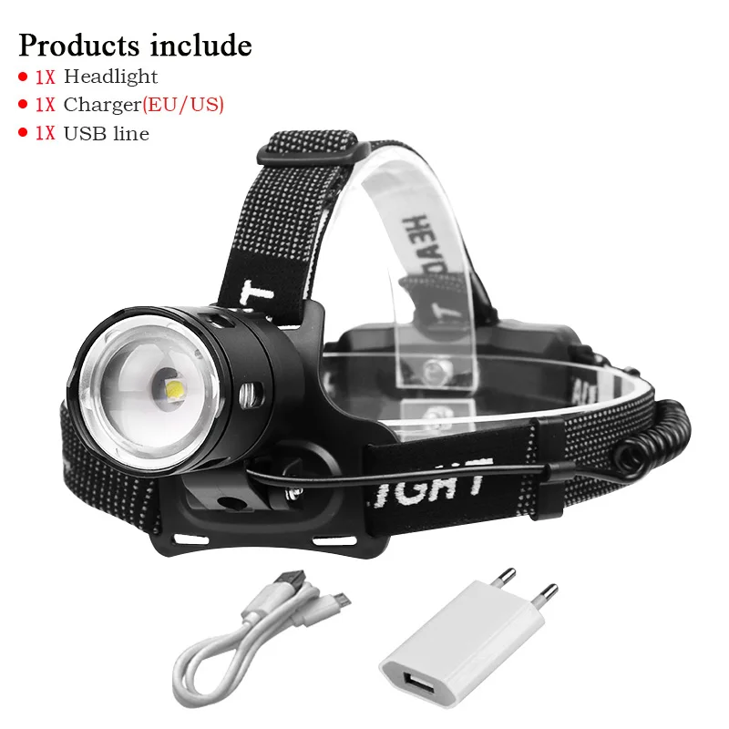 Super bright Head lamp 7000lm XHP70.2 LED Headlamp XHP70 Camping ZOOM headlamp Flashlight Outdoor V6 Torch led USB 18650Battery - Испускаемый цвет: DHT313H1