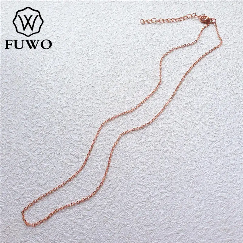 

FUWO Finished Rose Gold Delicate Brass Chain With Extender Adjustable Length Anti-Tarnish Chain For Necklace Making 1.5*2mm NC03