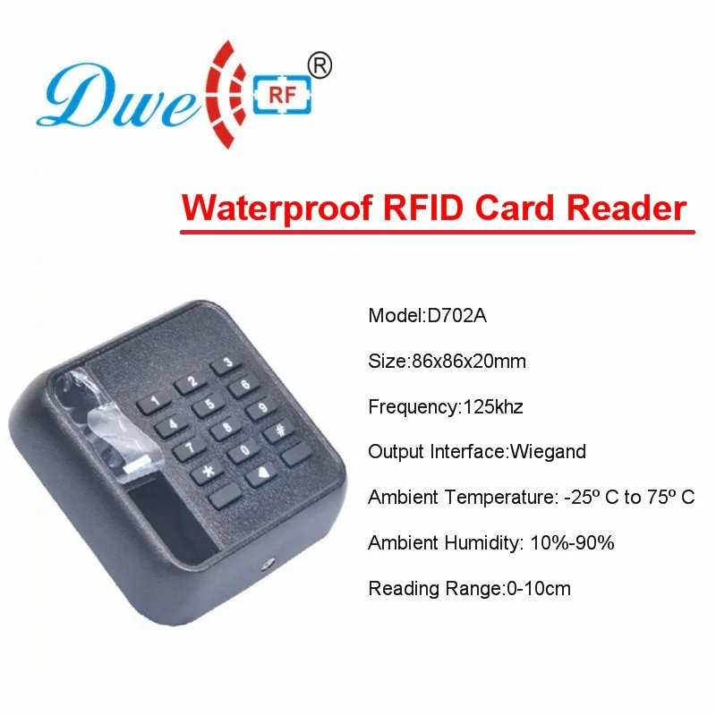 DWE cc РФ клавиатуры RFID считыватель 125 кГц Система контроля доступа Card Reader Водонепроницаемый rfid-сканер d702a