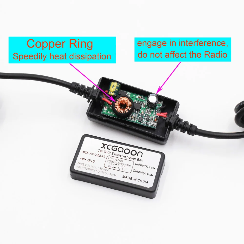 XCGaoon прямое мини USB Автомобильное зарядное устройство DC преобразователь модуль 12 в 24 В до 5 В 3 А Высокое качество низкое напряжение защита Длина 3,5 м