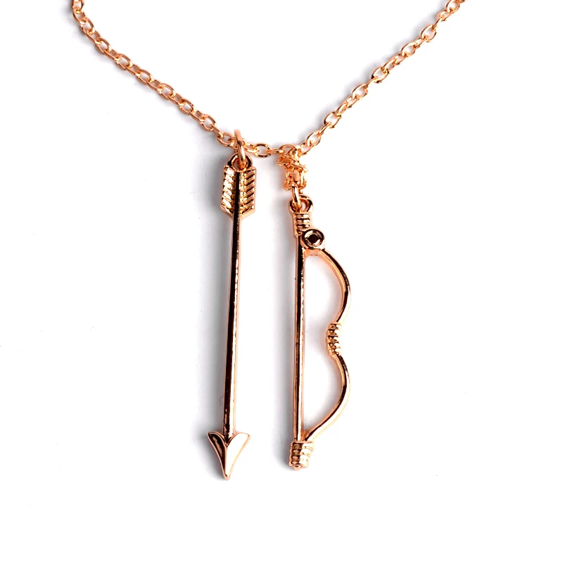 Винтажное женское ожерелье с цепочкой, Классическая Подвеска-кристалл на цепочке с золотым бабочкой и стрелой, подвеска для стрельбы из лука, ювелирные изделия