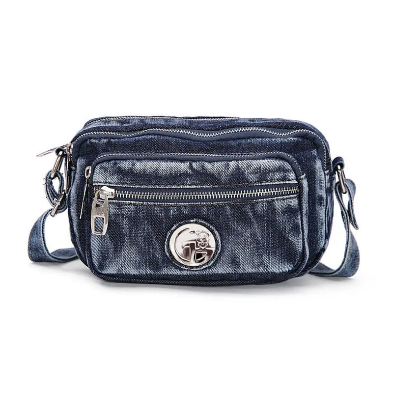 

Famous brand fashion women denim crossbody bag high quality shoulder bag female zipper Waist Bag