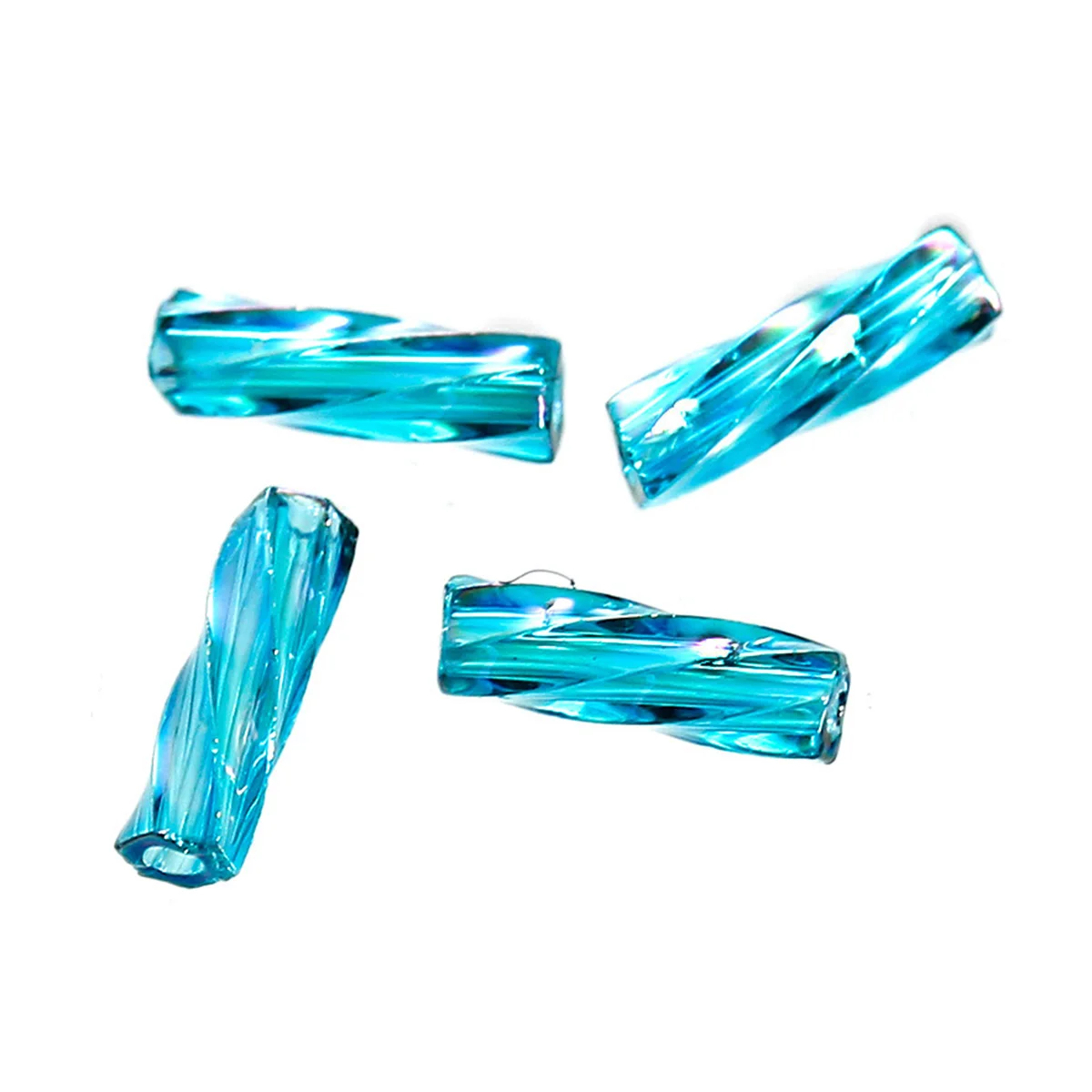 DoreenBeads японский стеклянный бисер витой Стеклярус павлин синий около 6 мм x 2 мм, отверстие: 0,8 мм, 10 грамм(около 400 шт