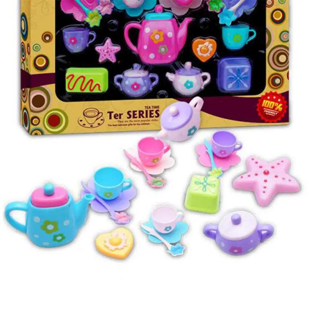 LeadingStar 19 قطعة/المجموعة الأطفال اللعب الكلاسيكية حساسة الملونة مجموعة براريد للشاي الاطفال المطبخ لعبة تعليمية تلعب منزل اللعب
