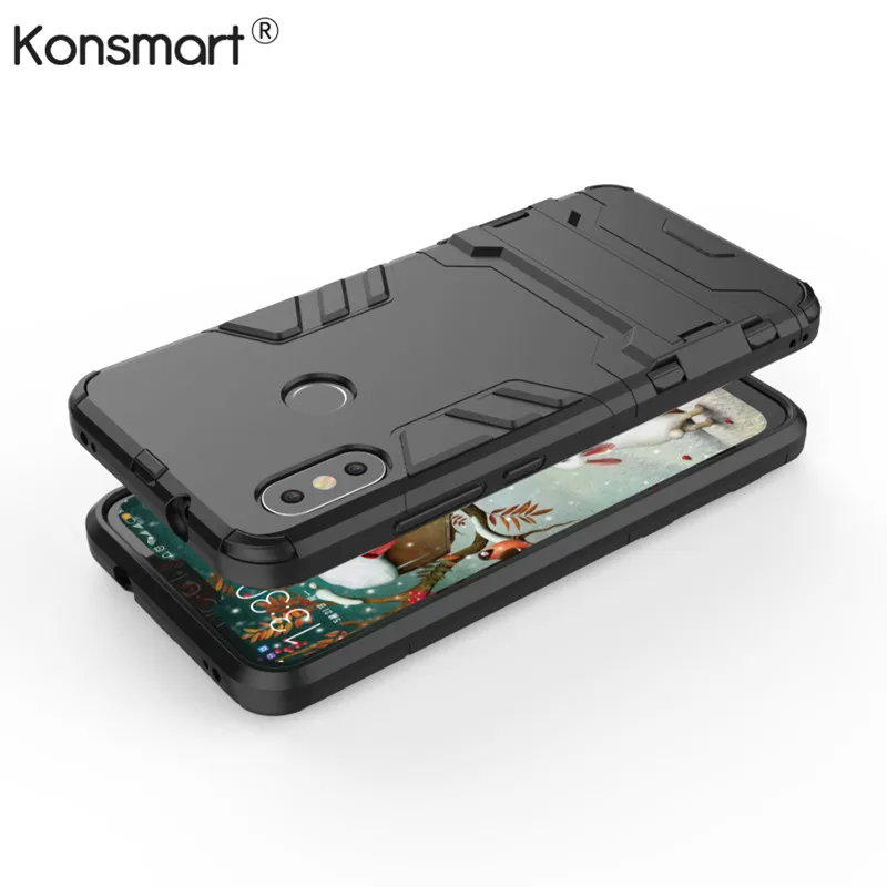 

Konsmart Phone Case Redmi 6 Pro Hybrid Hard Back Cover For Xiaomi Redmi 6 Pro Stand Cases Anti Knock Capa Bumper 5.84" 4GB 64GB